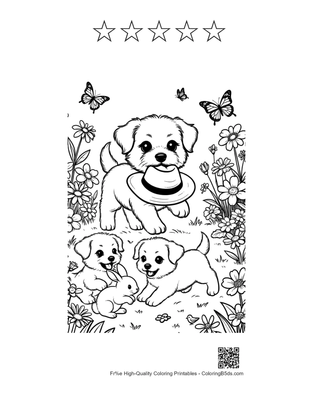 Dog family printable with 5 star outlines
