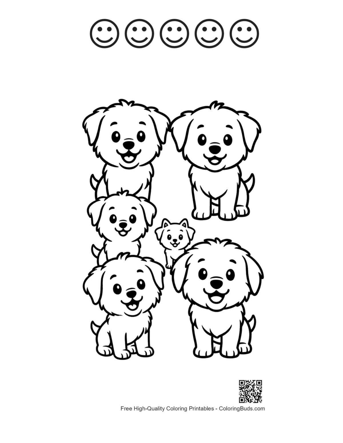 Puppy's en 5 blije gezichtjes