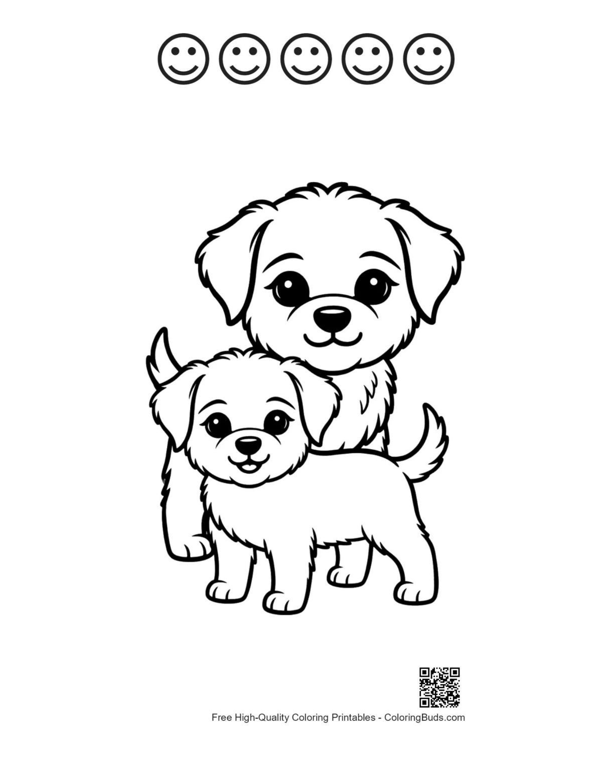 Cuddling dogs printable with happy faces
