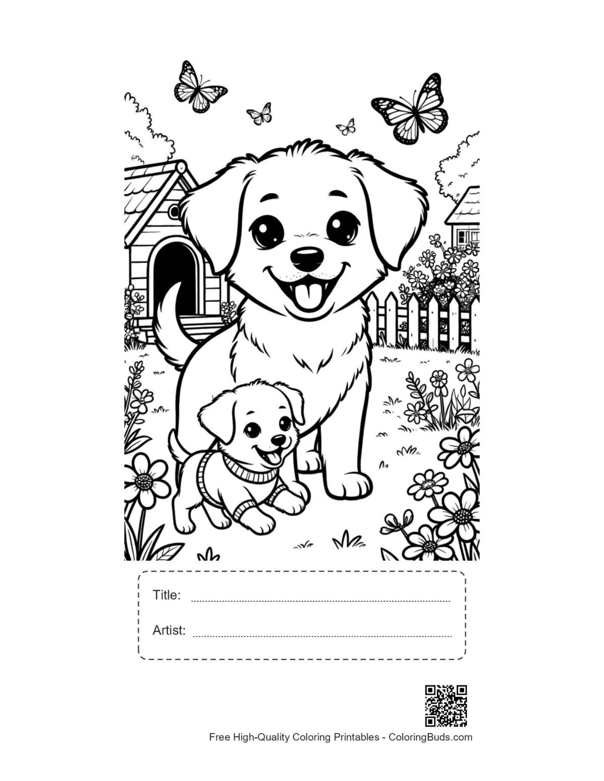 Cute dogs printable with title and artist box