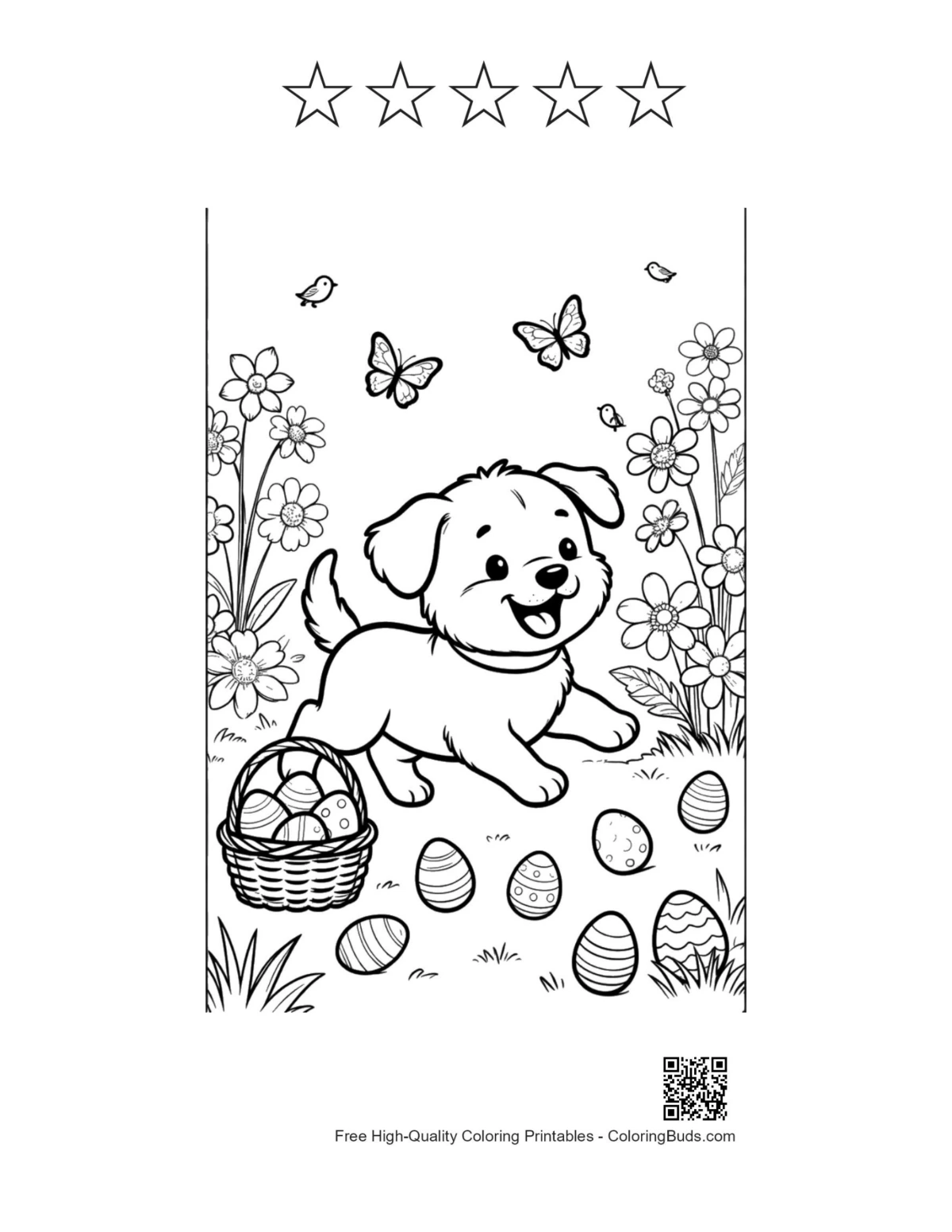 Cute dogs printable with 5 star outlines