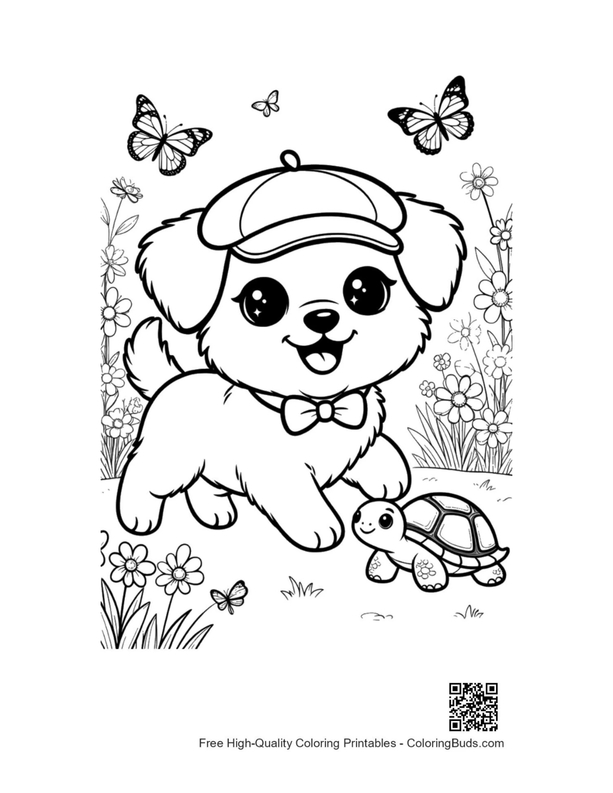 Easy cute dogs coloring page printable