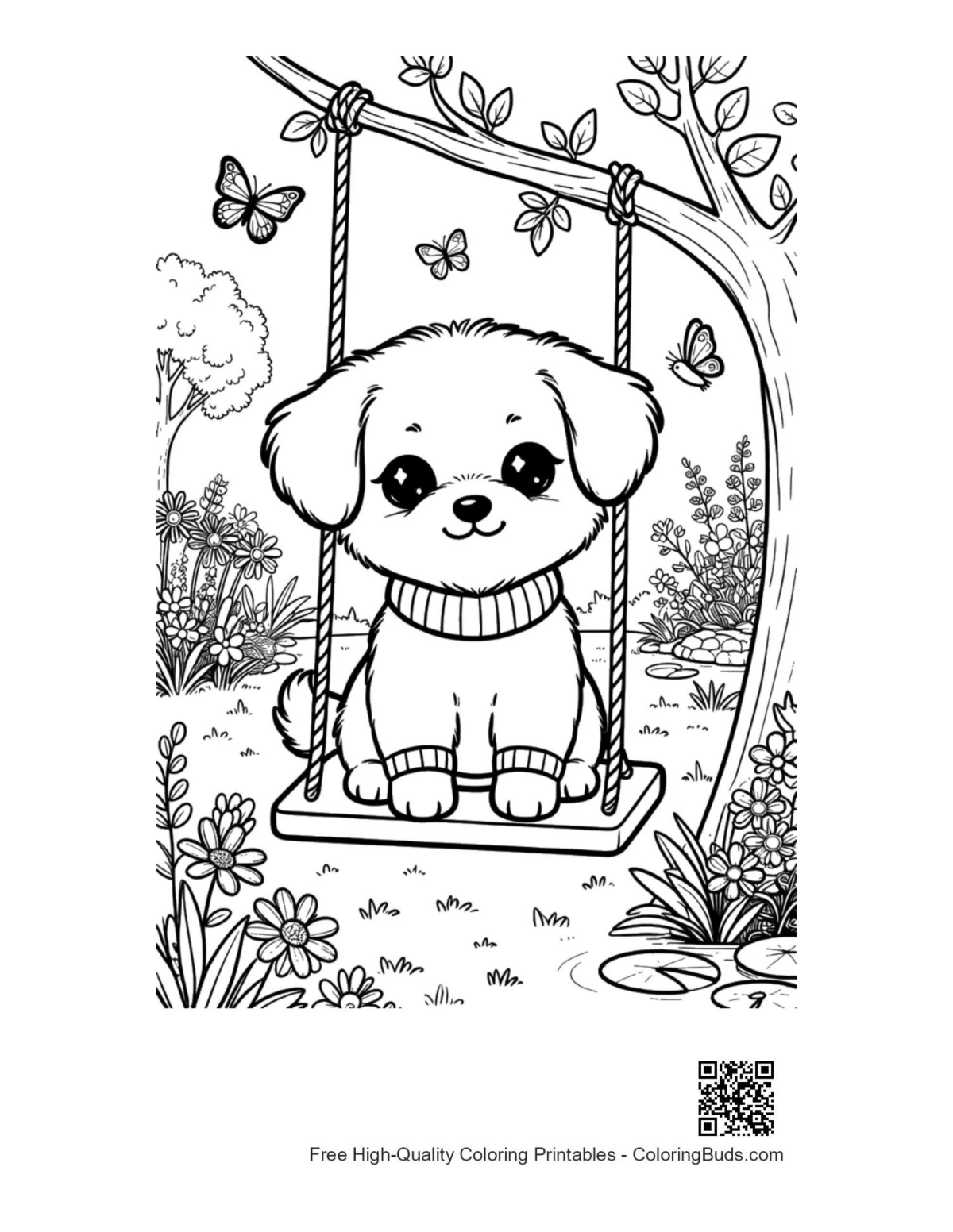 Easy cute dogs printable coloring page