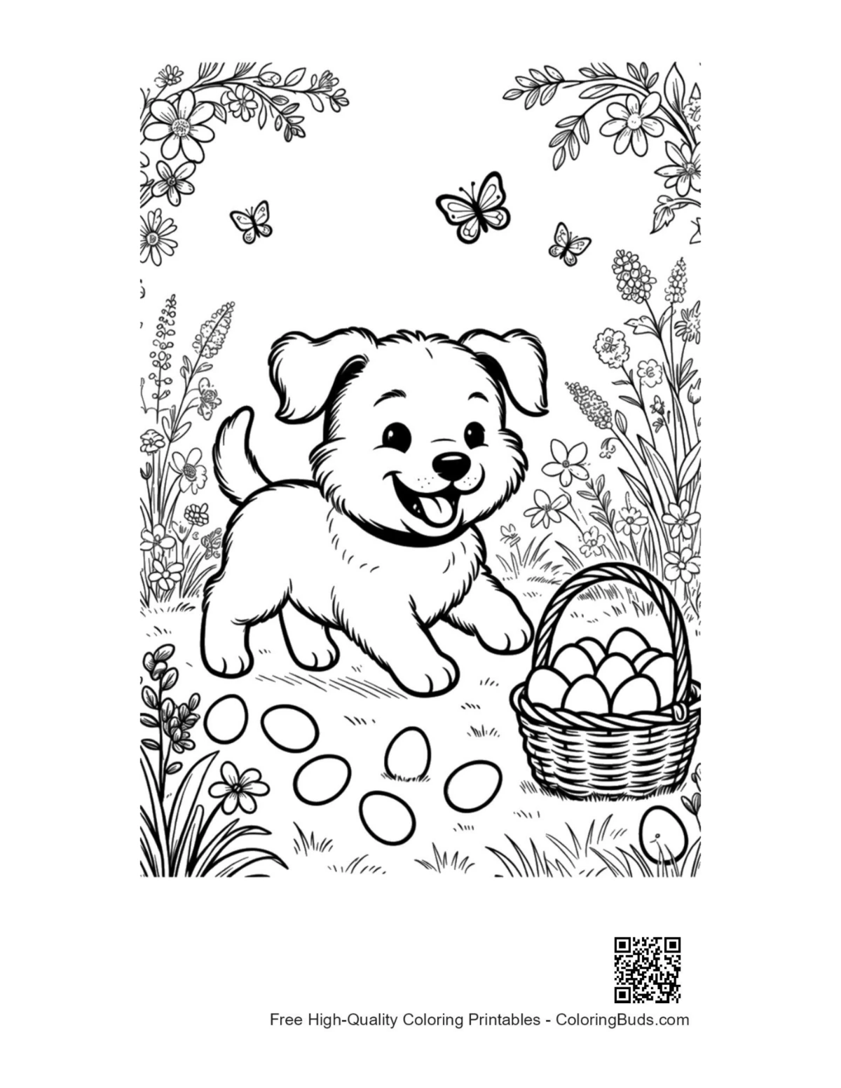 Free cute dogs to color printable sheet