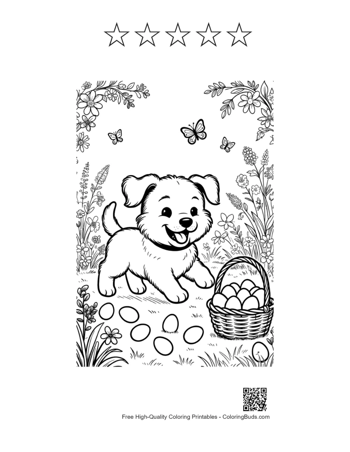 Free cute dogs printable with 5 star outlines