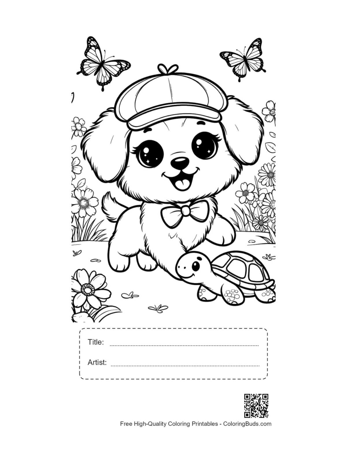 Puppy hat turtle printable with title box