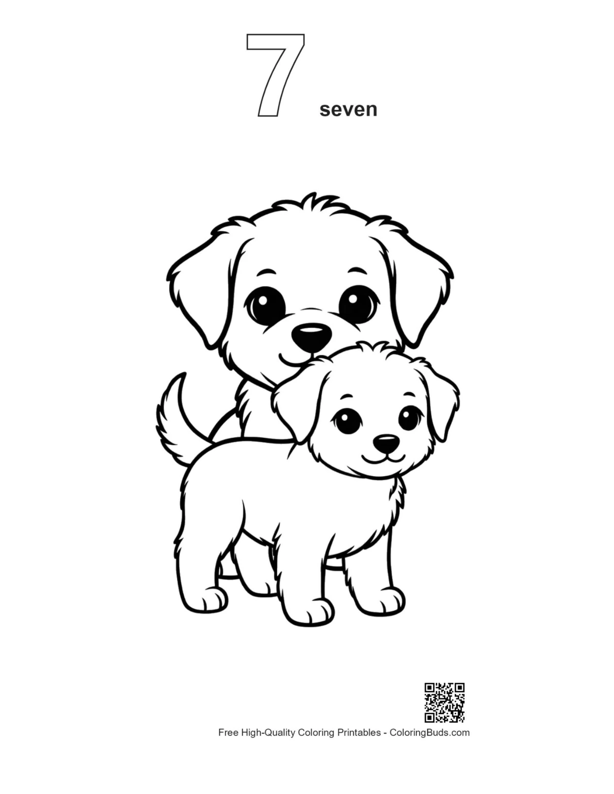 Puppies coloring page outline number 7