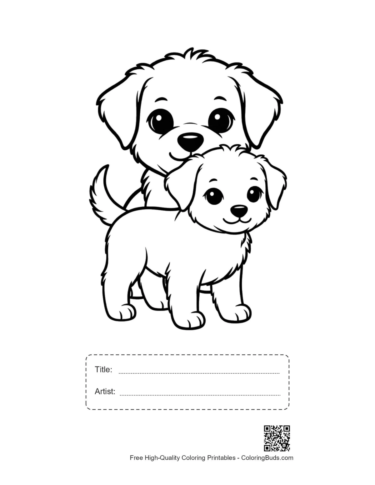 Fluffy puppies printable with title box
