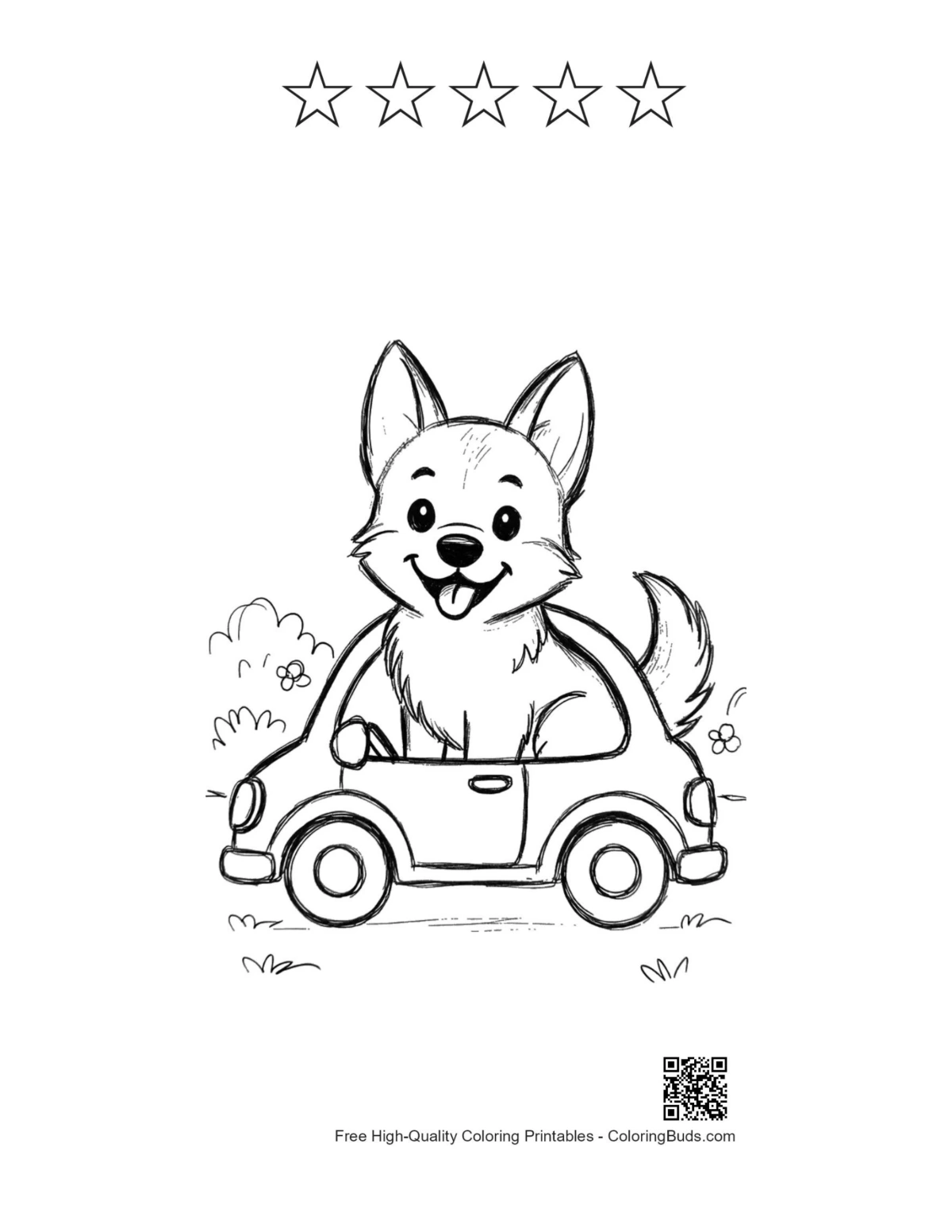 German Shepherd puppy driver with 5 stars printable