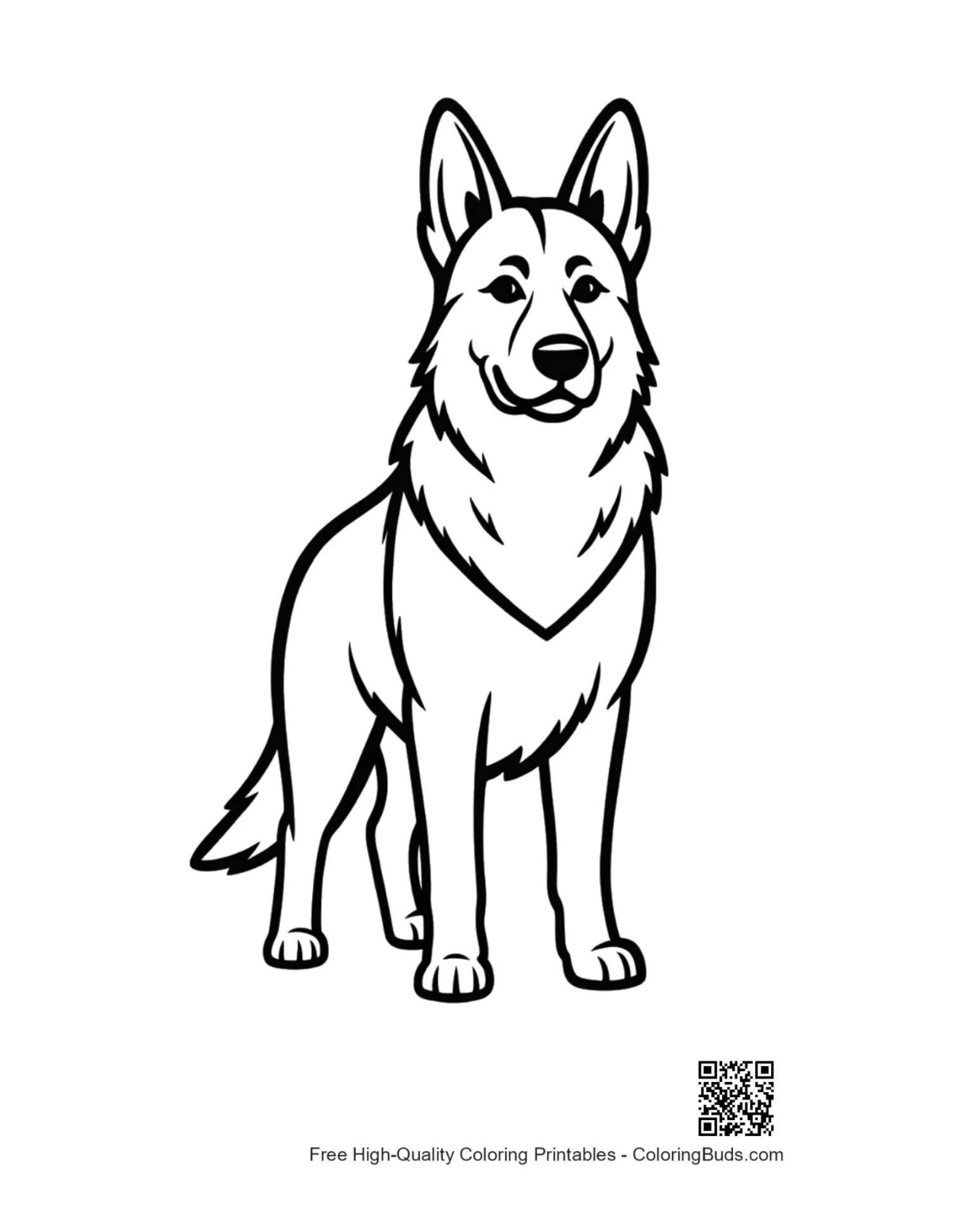 Cheerful German Shepherd outline art