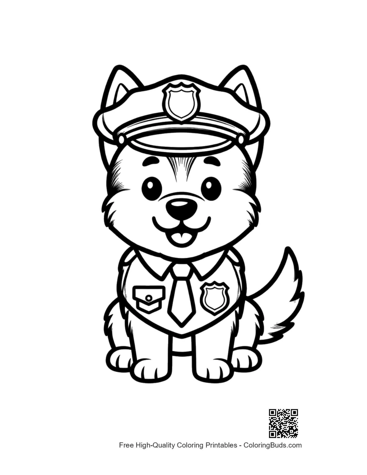 Cute German Shepherd police puppy in uniform