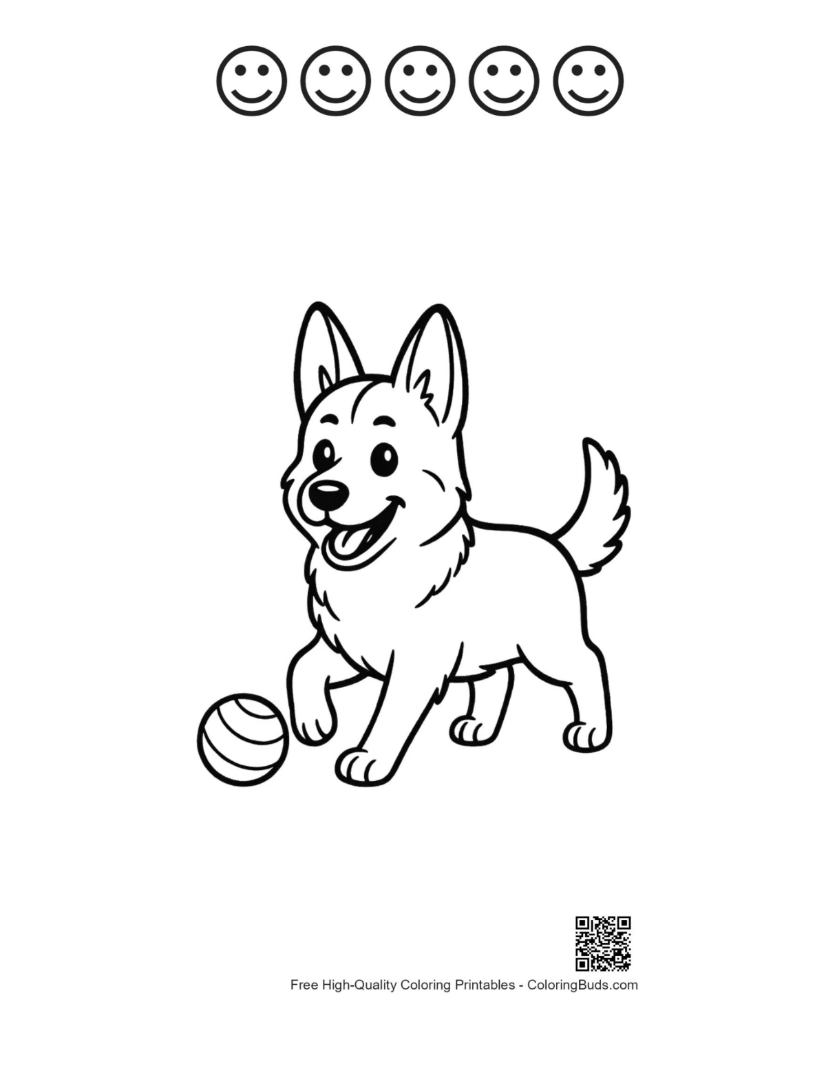 Cute German Shepherd 5 happy faces printable