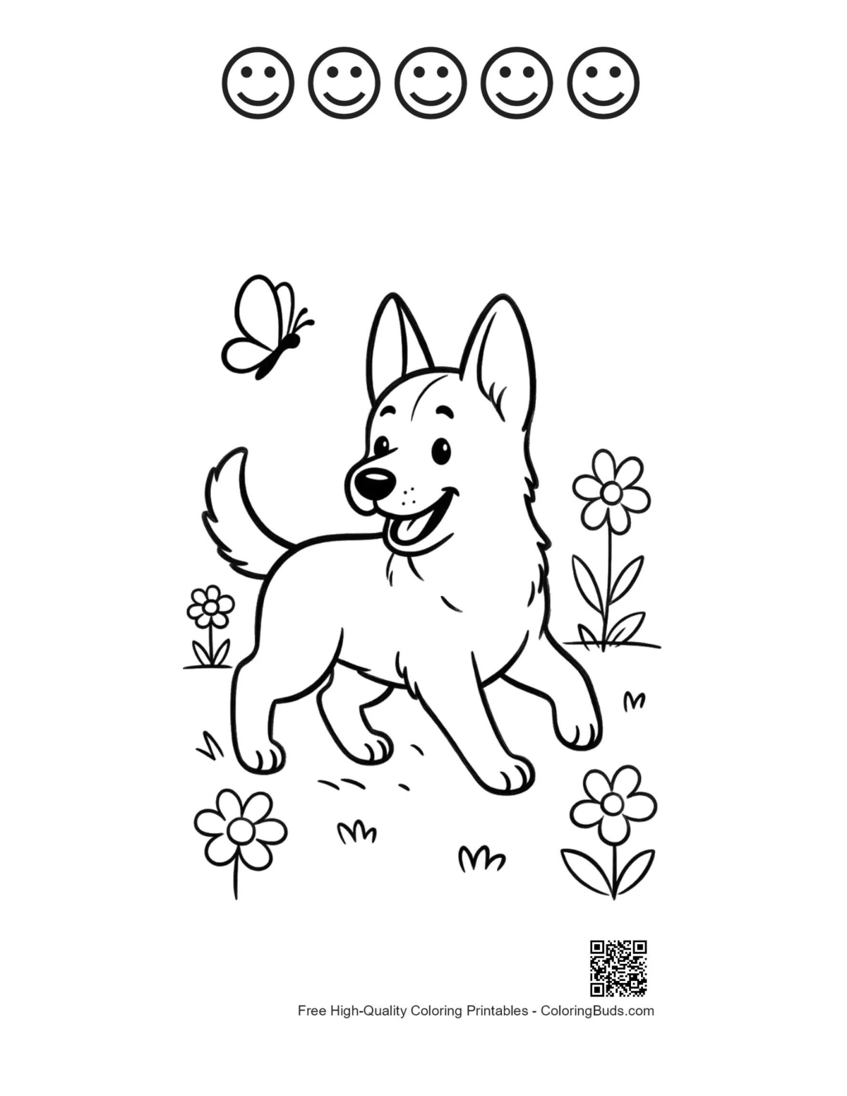 Cute German Shepherd with 5 happy faces