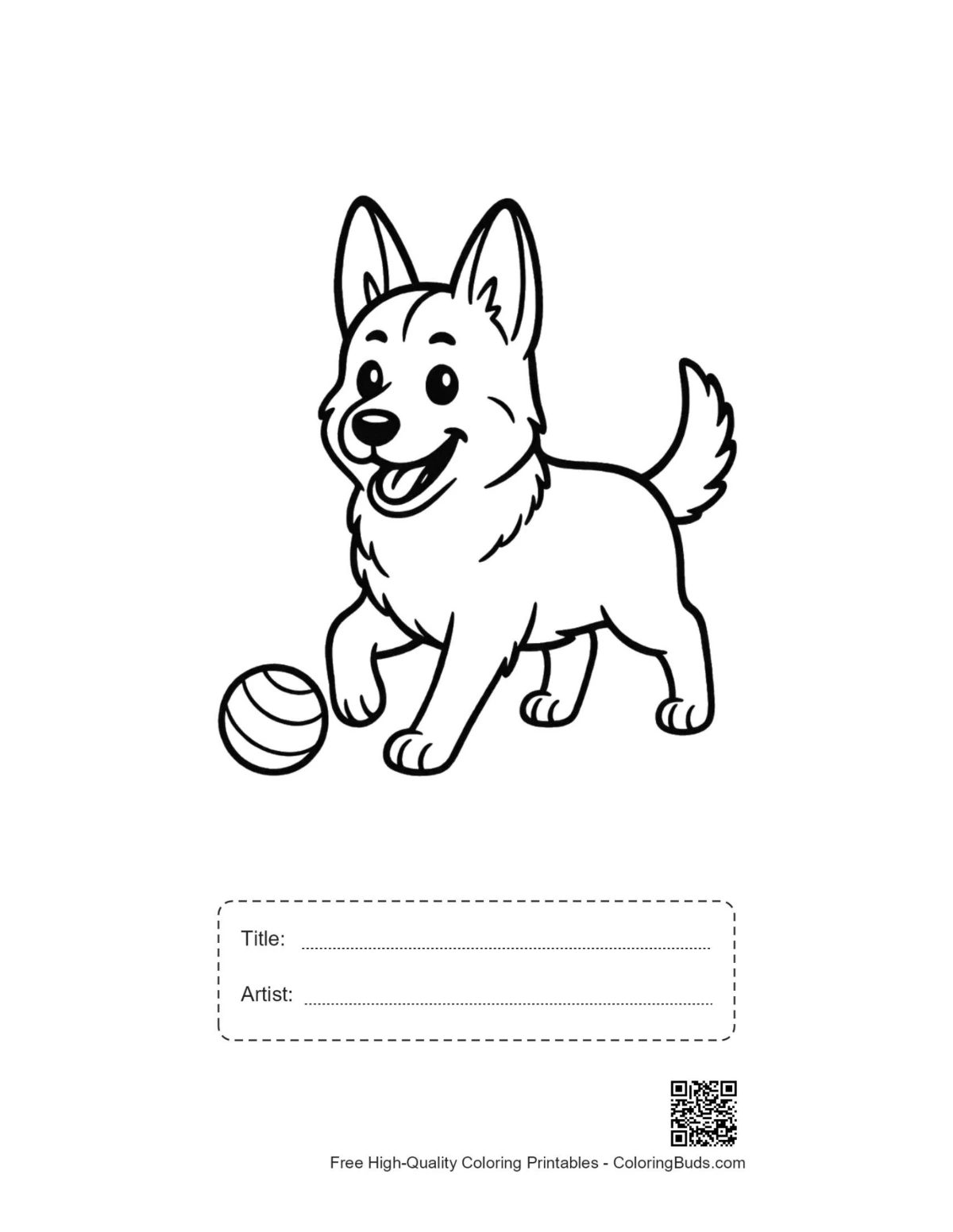 Cute German Shepherd printable with title box