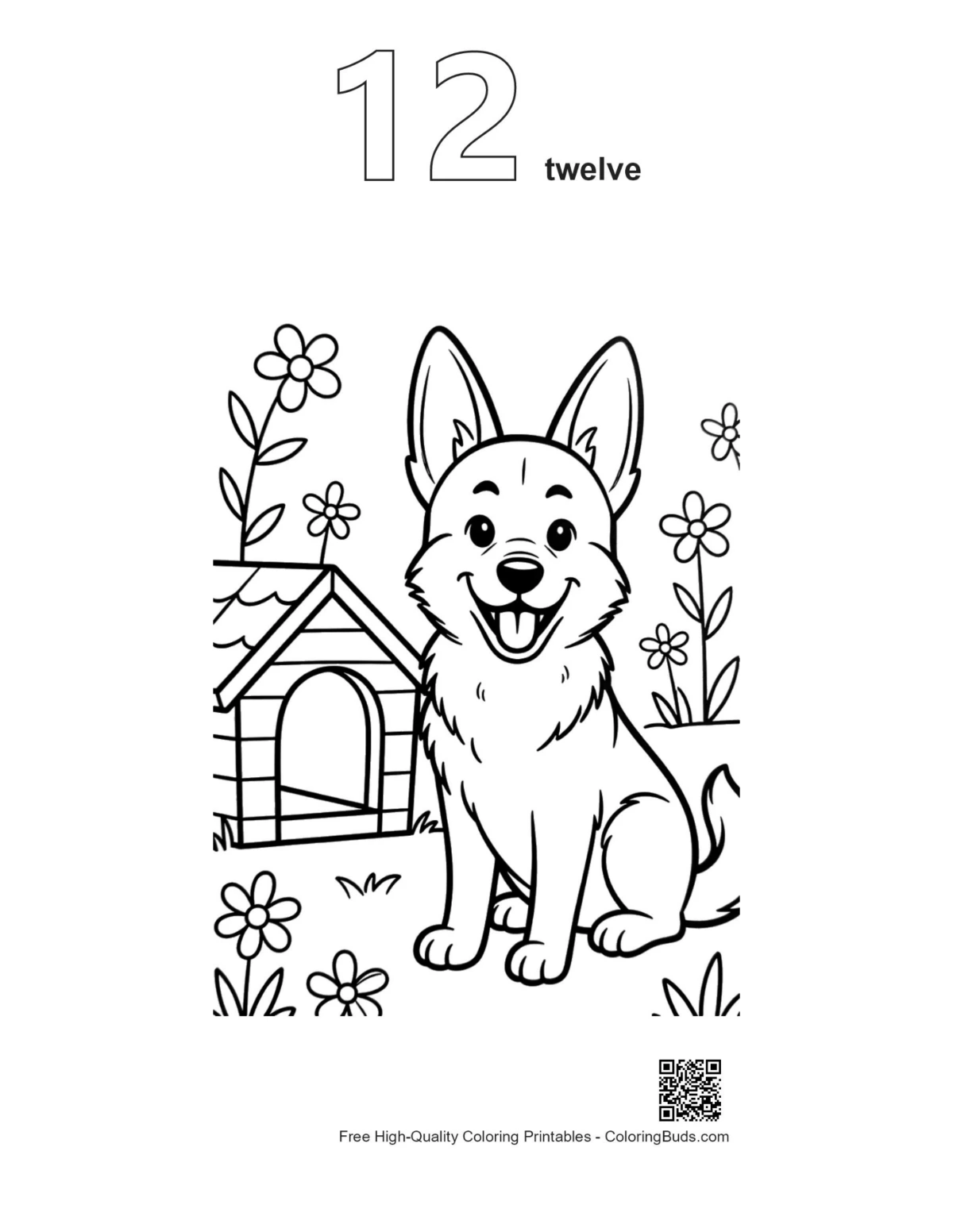 Cute German Shepherd outline #12 coloring printable