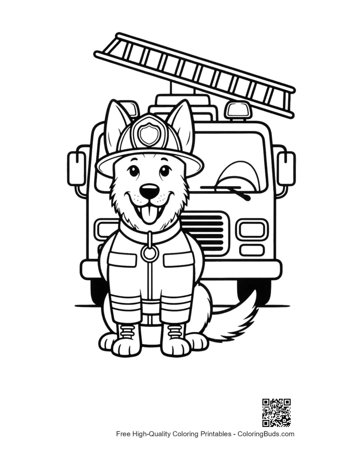 Easy German Shepherd printable coloring page
