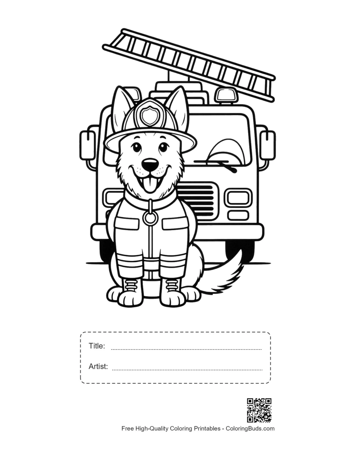 German Shepherd printable with title artist box