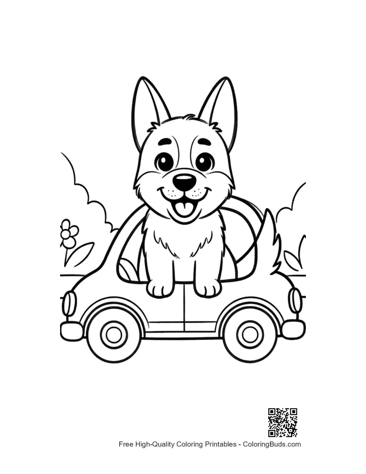 Free German Shepherd coloring page for kids