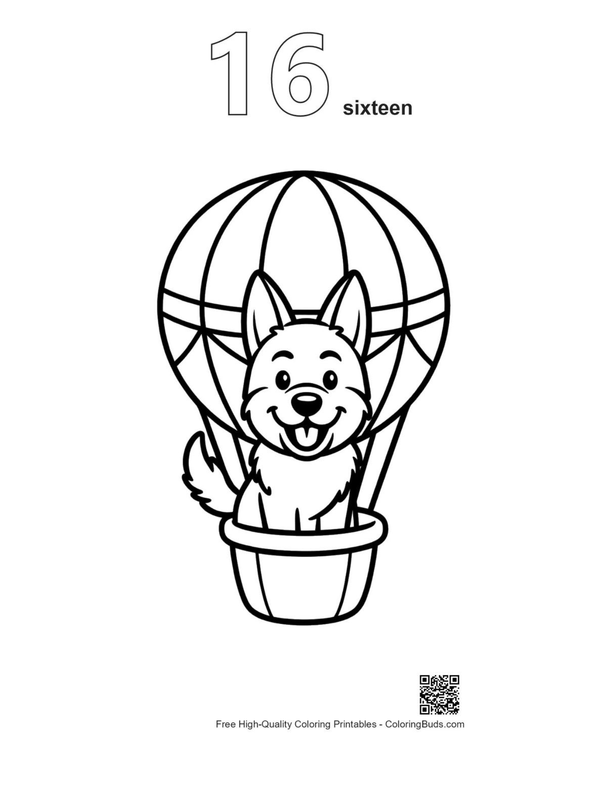 Outline German Shepherd puppy balloon ride printable #16