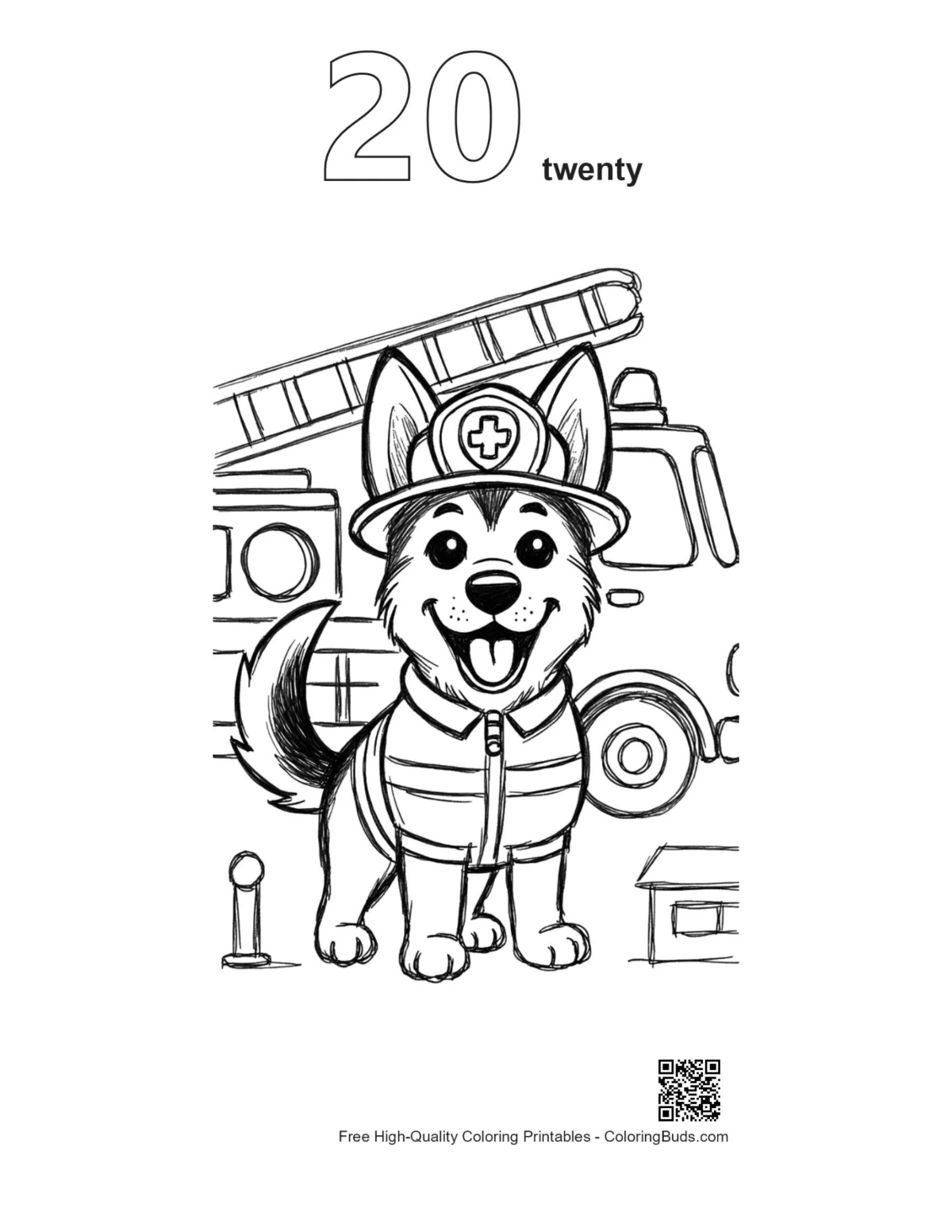 German Shepherd puppy firefighter outline #20