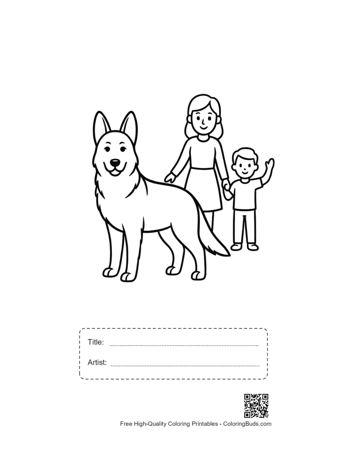 German Shepherd printable with title box