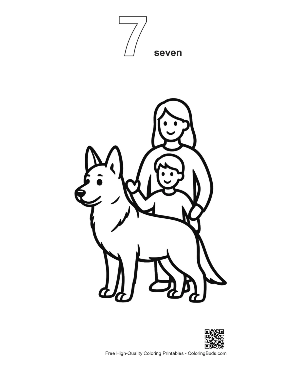 German Shepherd family outline numbered 7