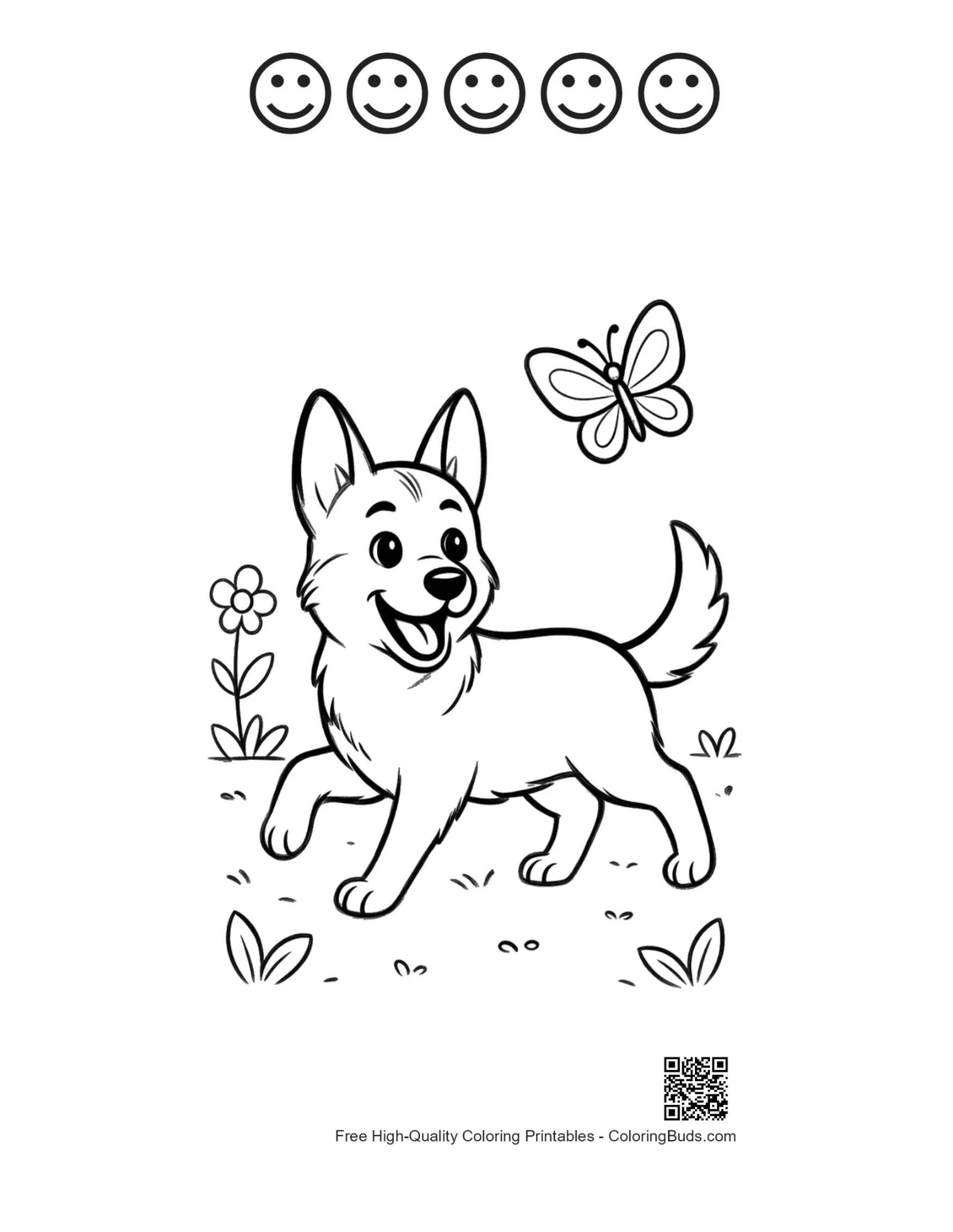 Puppy field printable with 5 happy faces