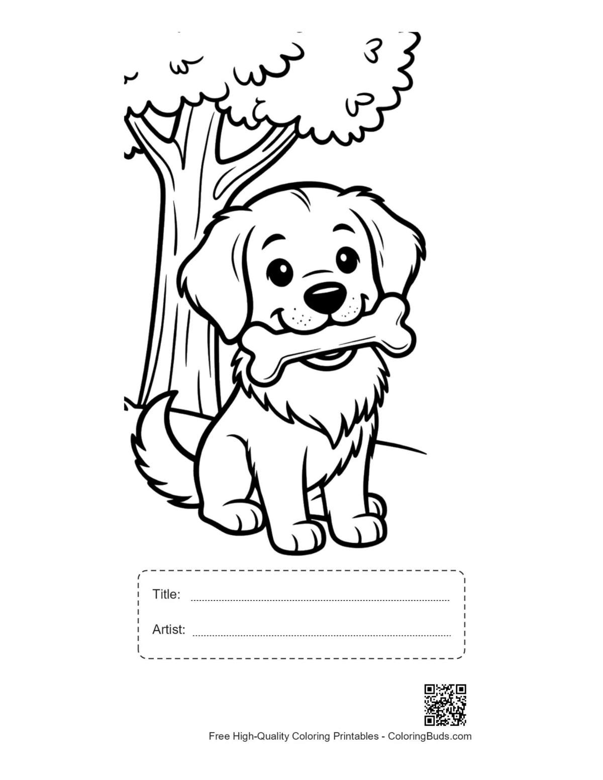 Cute golden retriever printable with title box