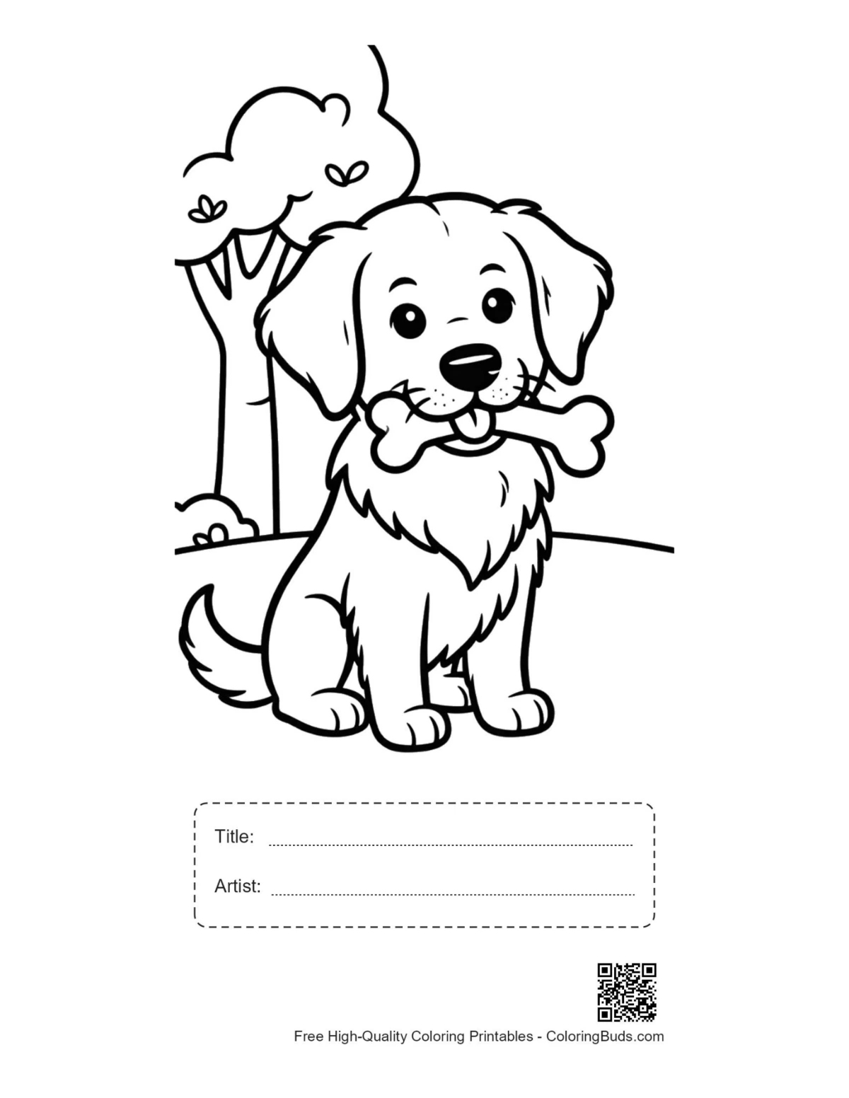 Golden Retriever printable with title and artist box