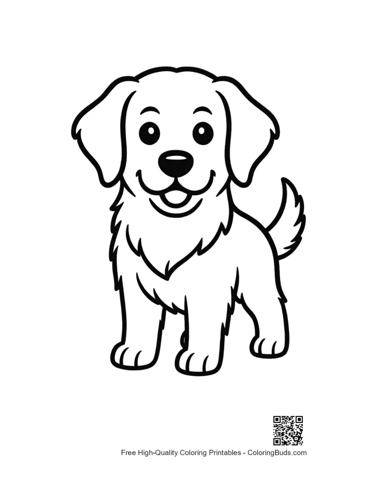 Kostenlose Golden Retriever Ausmalbild Vorlage zum Drucken