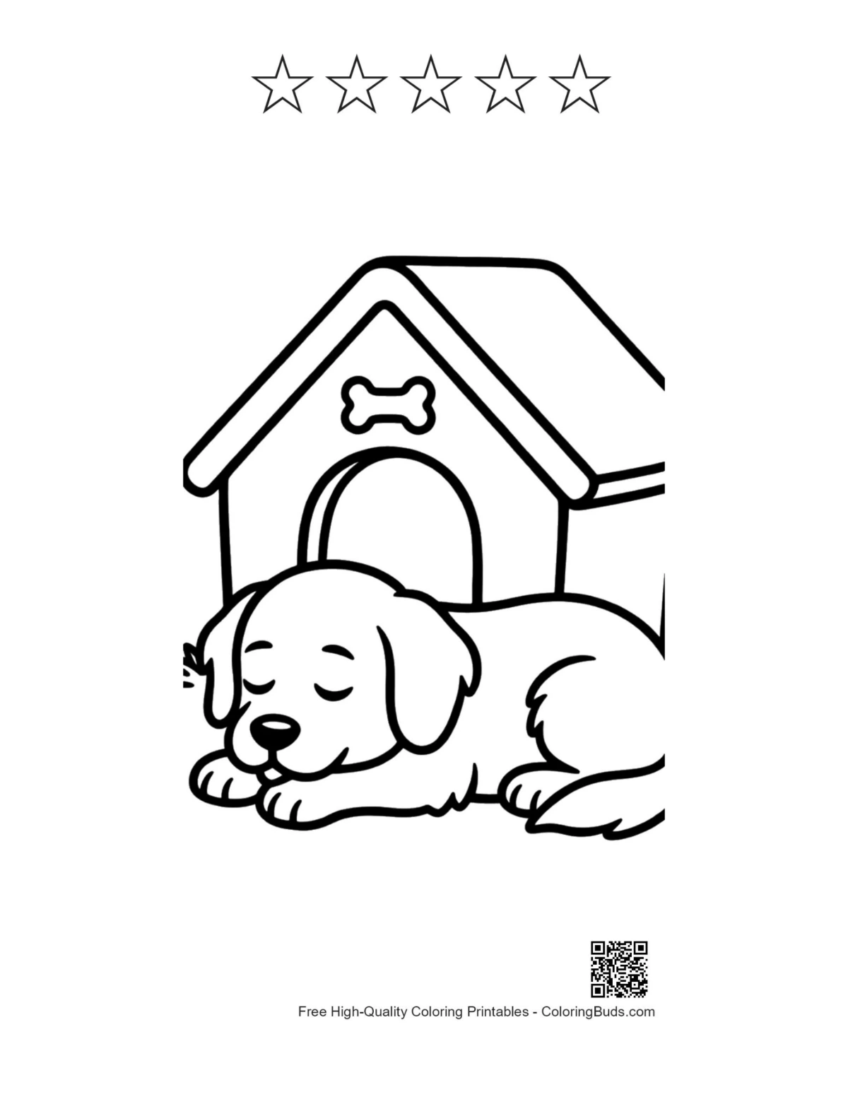 Golden Retriever with 5 star outline printable