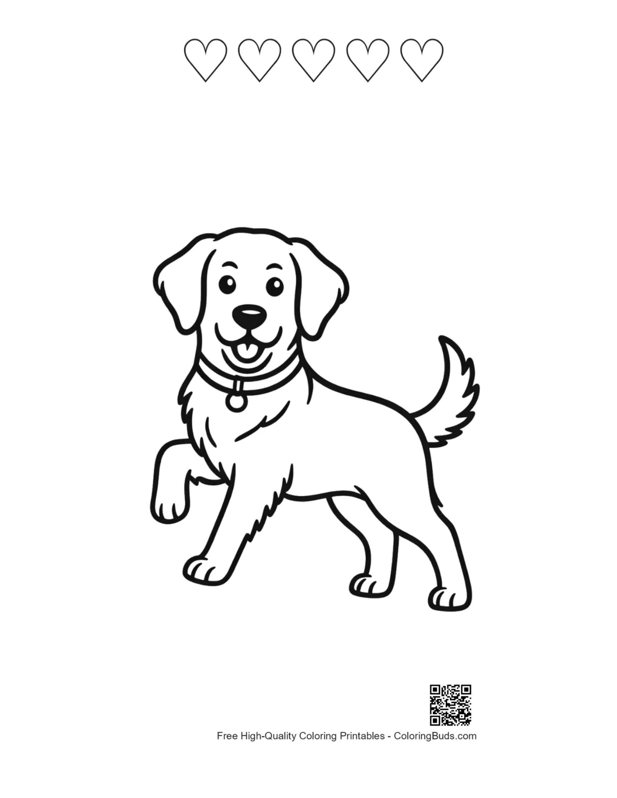 Golden Retriever Welpe Blumenwiese mit Herzen druckbar