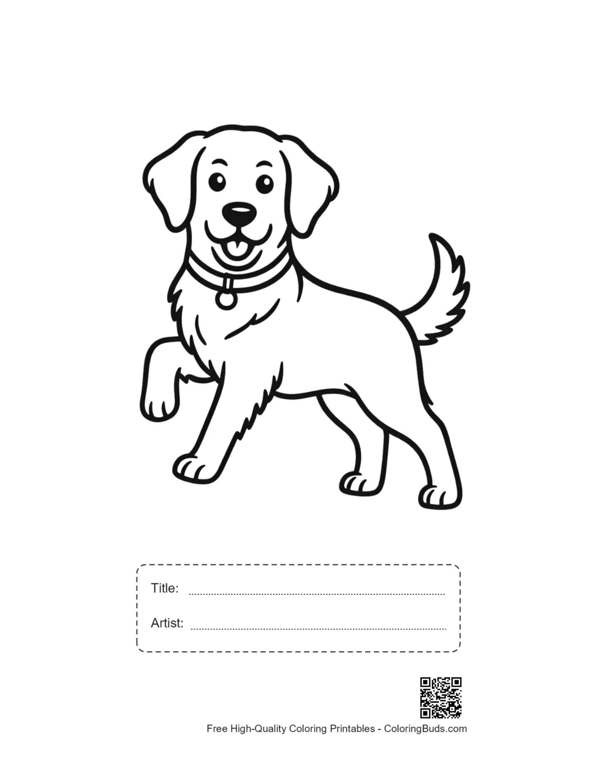 Golden Retriever Welpe Blumenwiese druckbar mit Titelbox