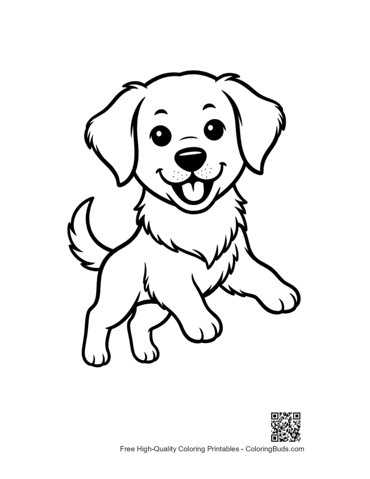 Kultainenn retriever -pentu puistokävely värityskuva tulostettava