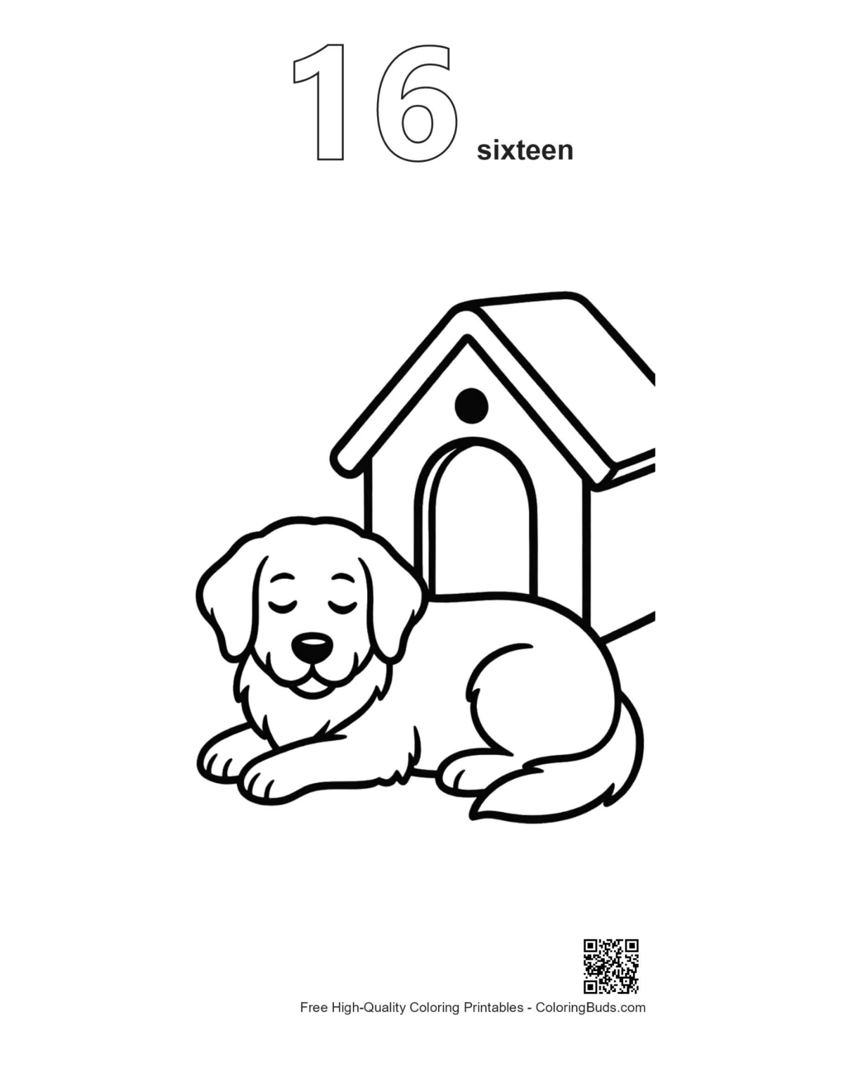 Puppy kennel outline coloring page number 16