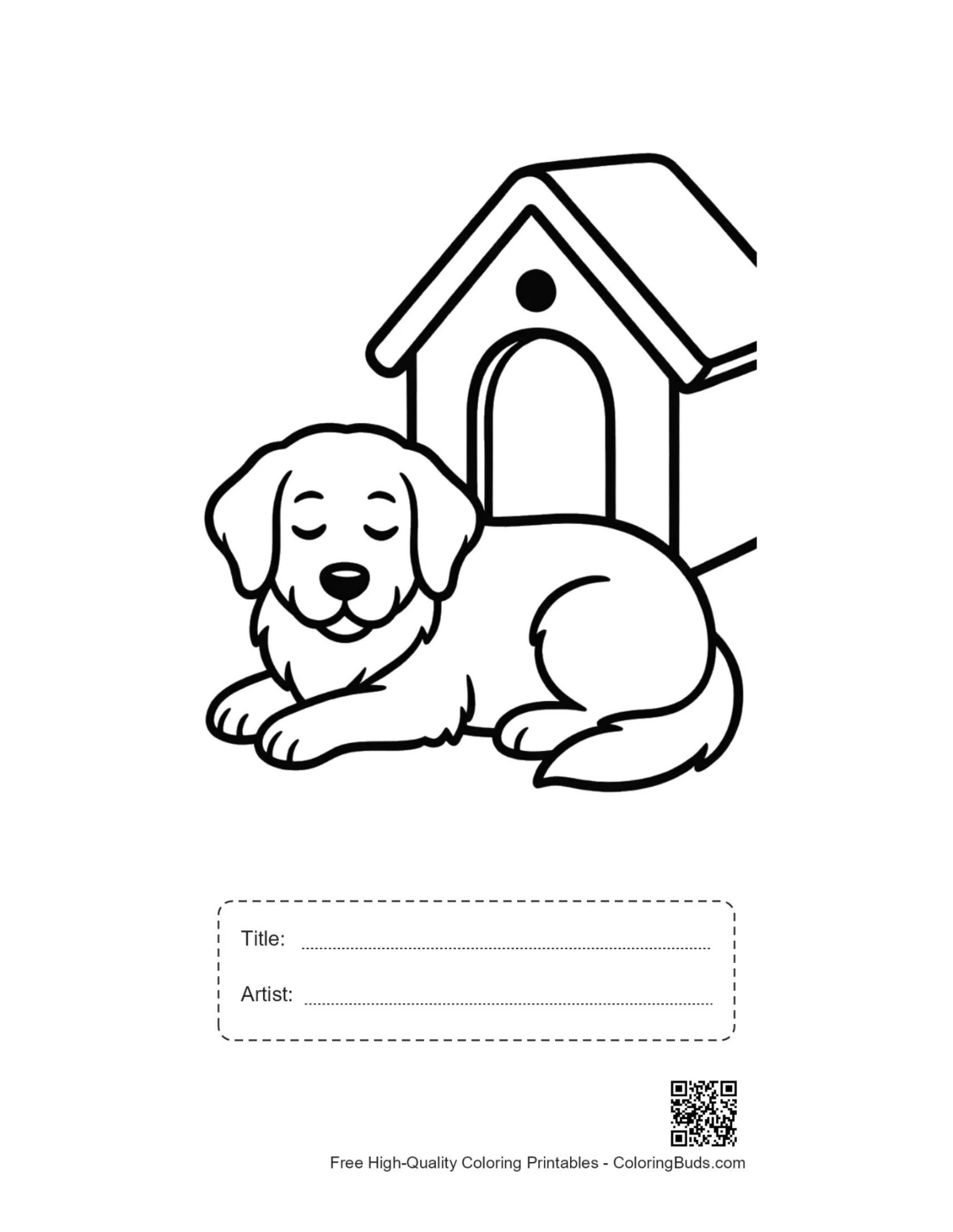 Golden Retriever puppy printable with title box