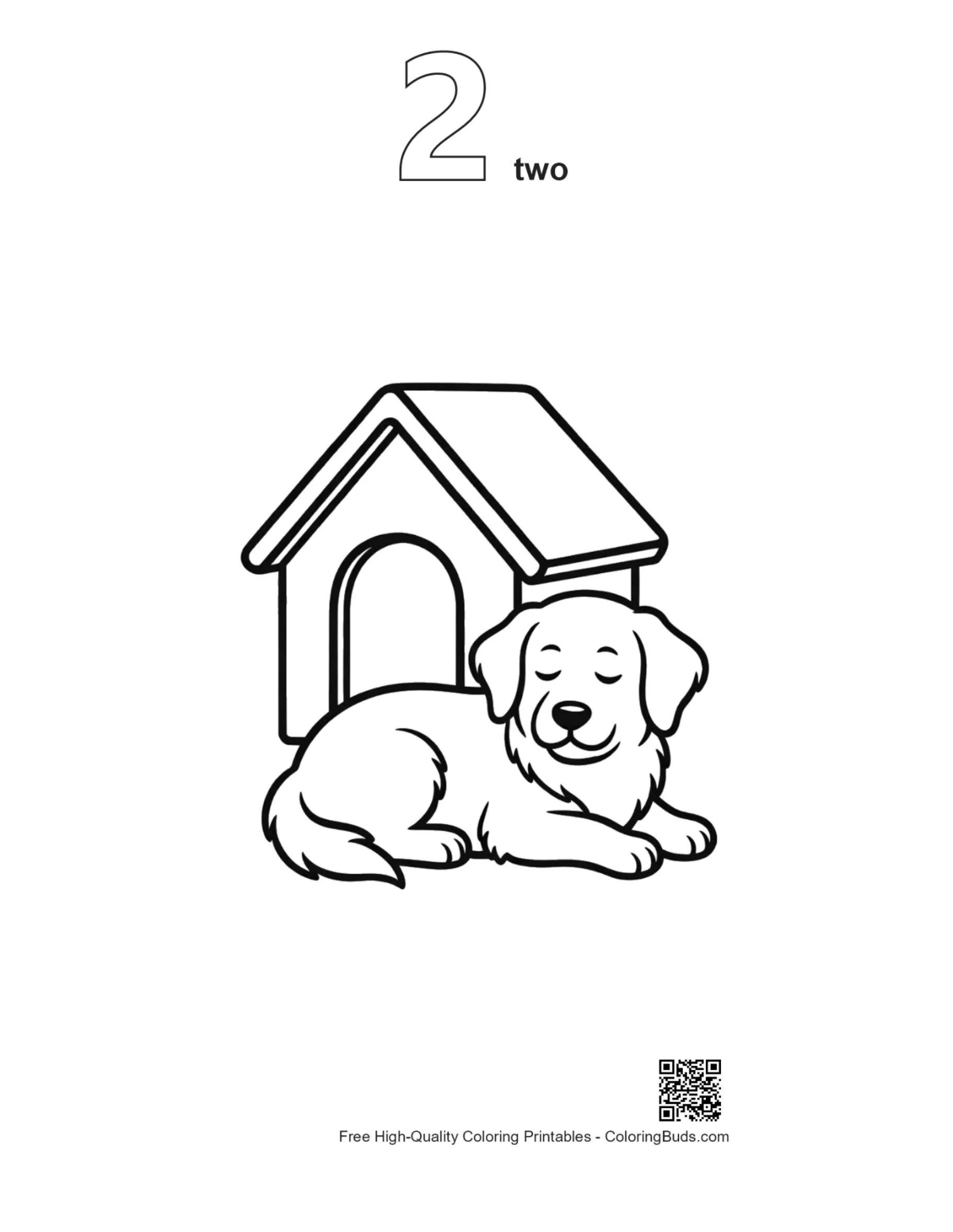 Golden Retriever puppy sleeping outline number 2 printable
