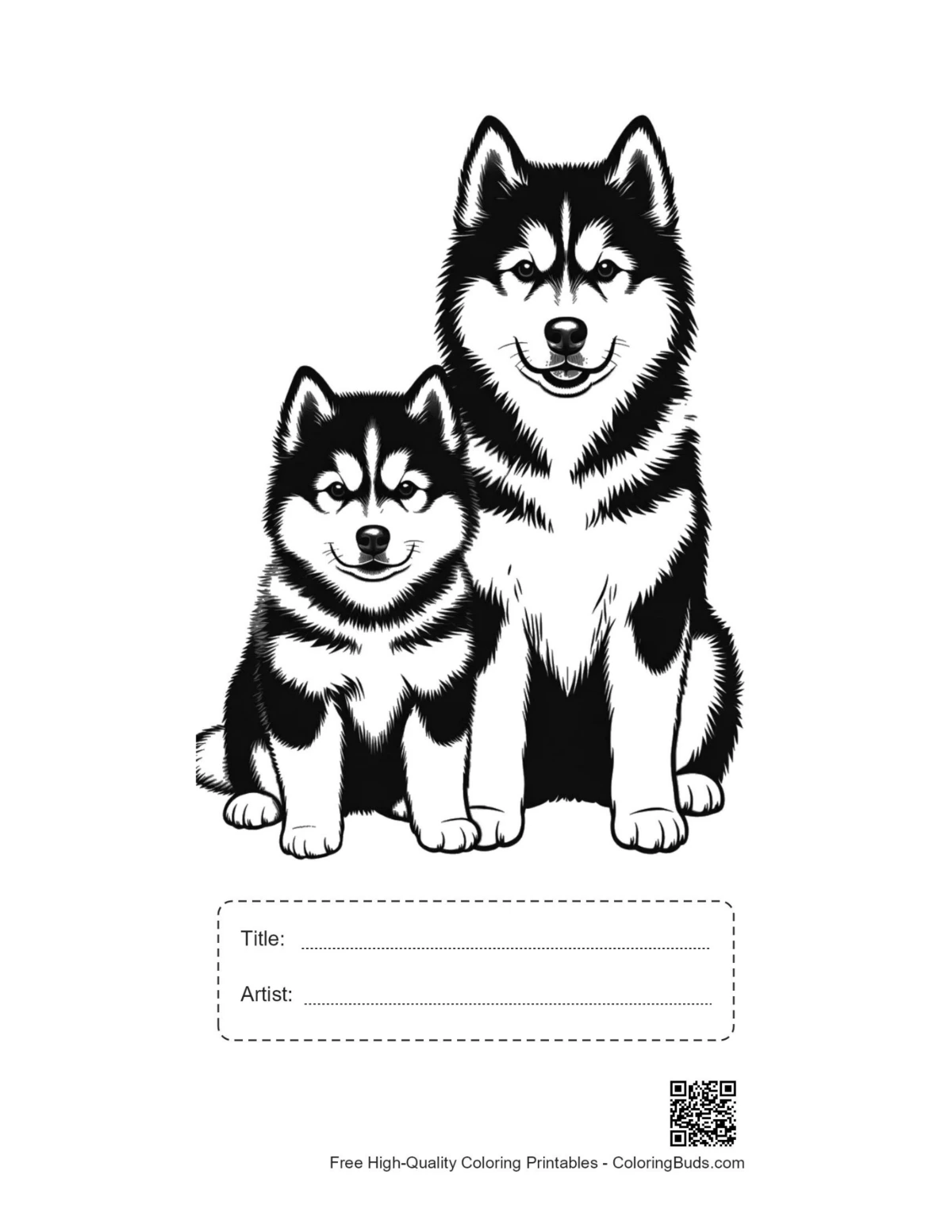 Husky mom puppy printable with title box