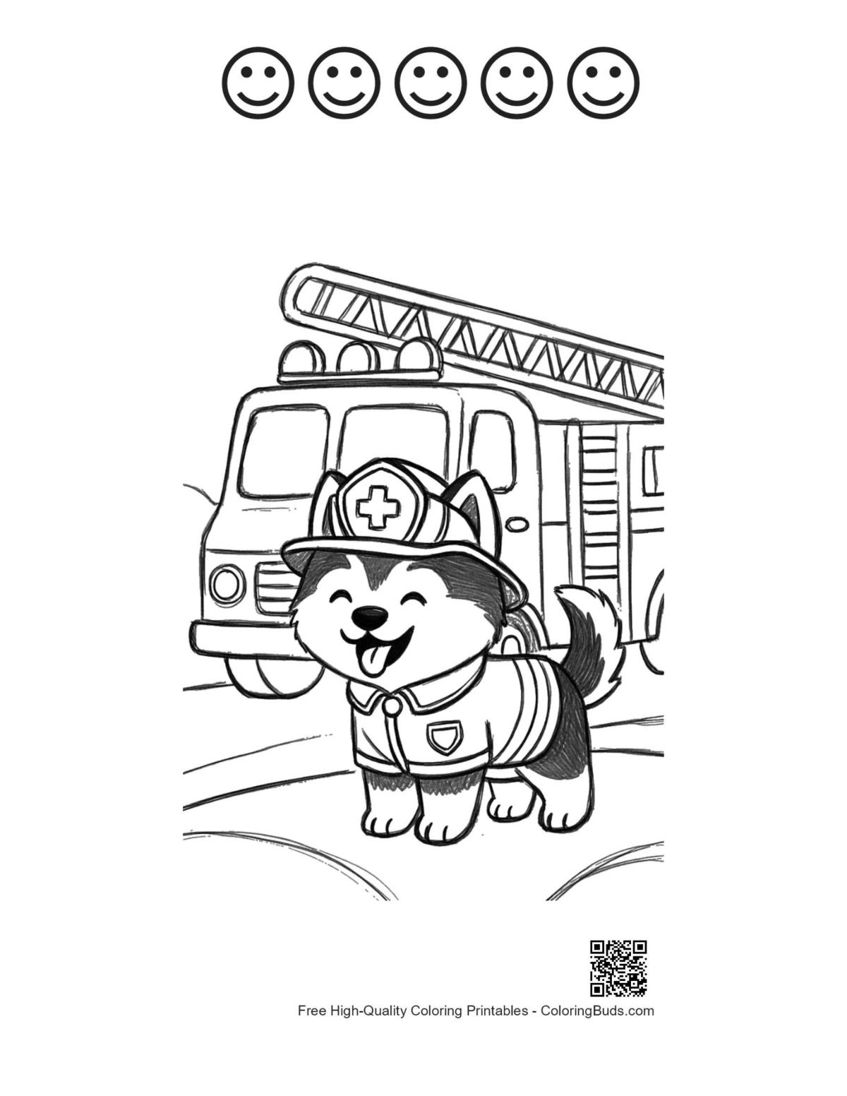 Fireman husky printable happy faces outlines