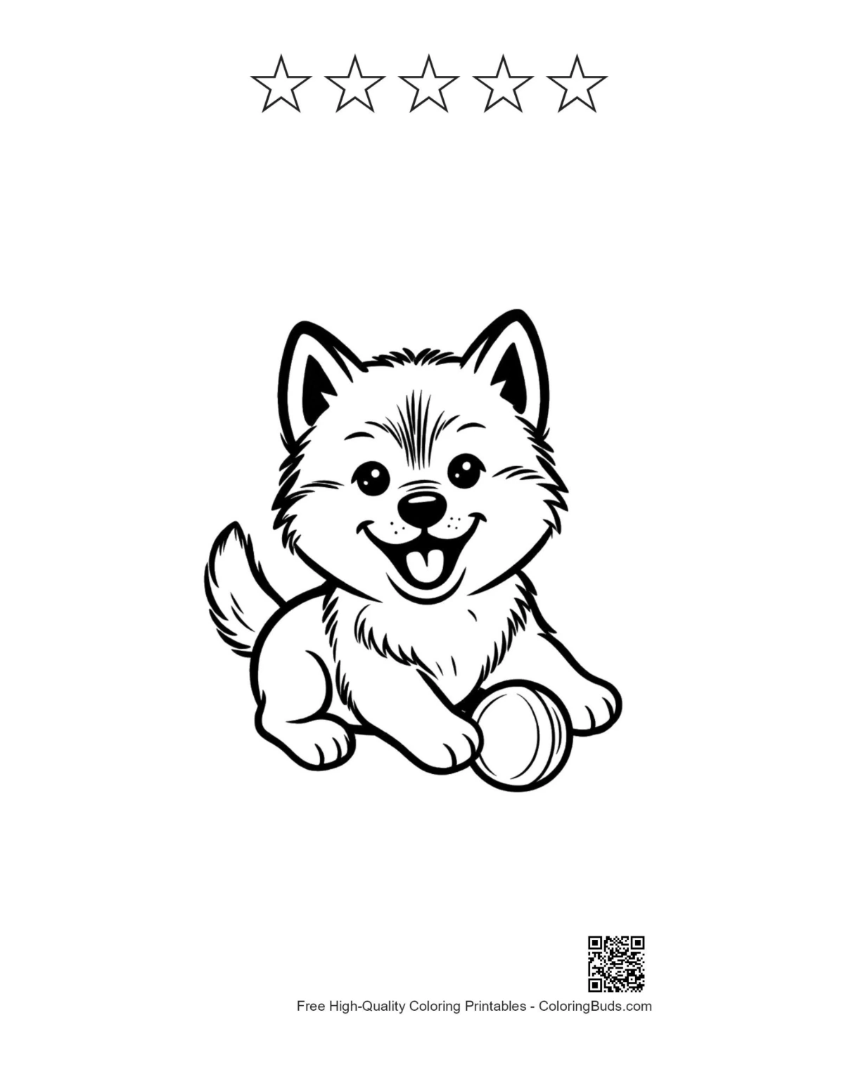 Husky kölyök színezőlap csillag körvonallal