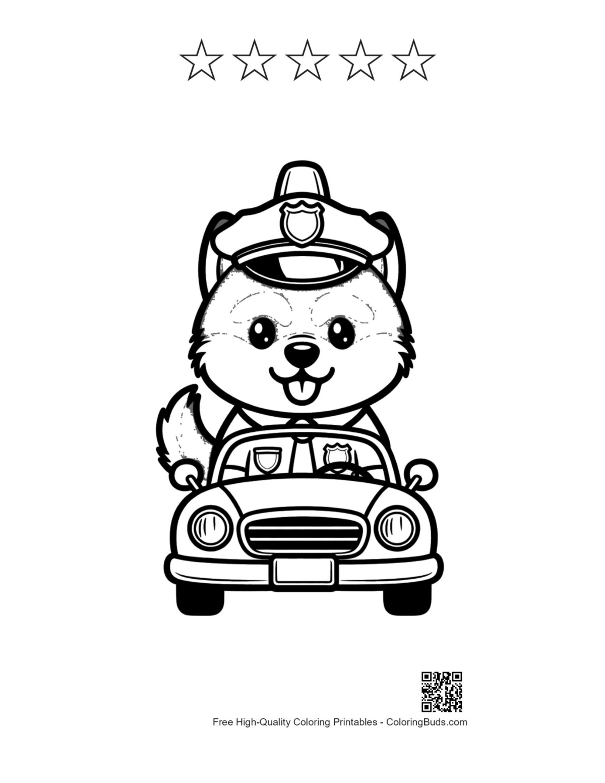 Cute Husky with 5 star outlines printable