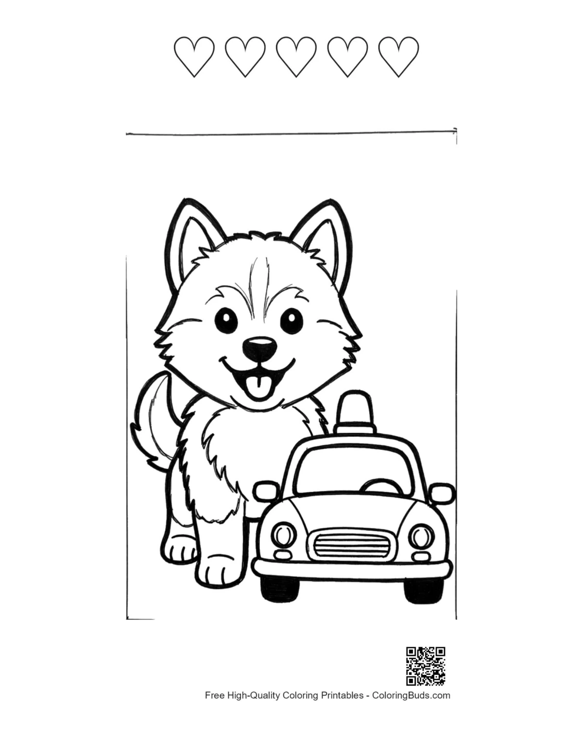 Husky printable 5 heart outlines download