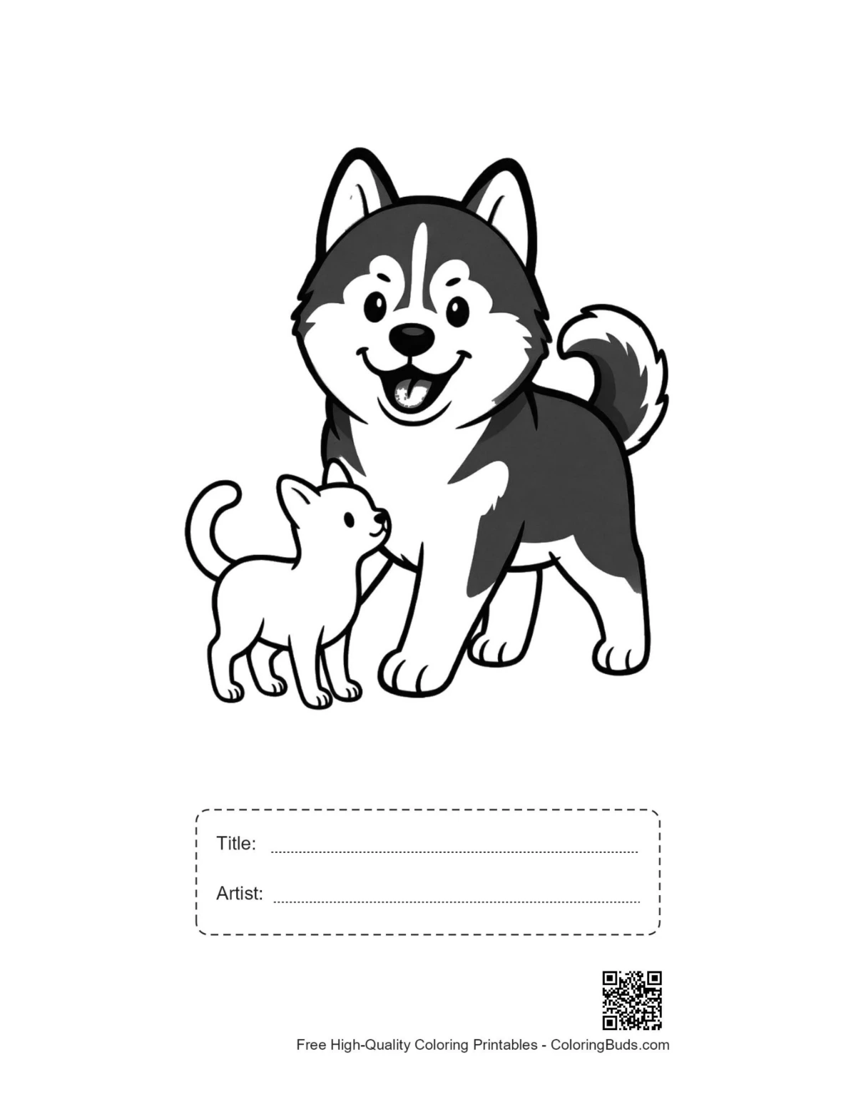 Husky Puppy Kitten Printable with Title Box