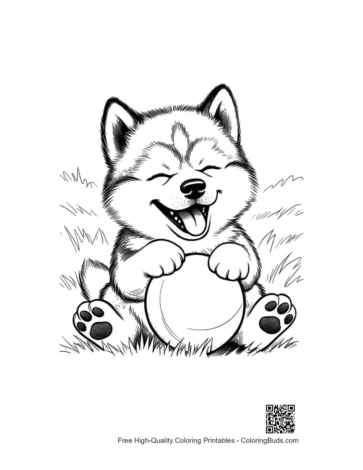 Free Husky printable coloring page outline