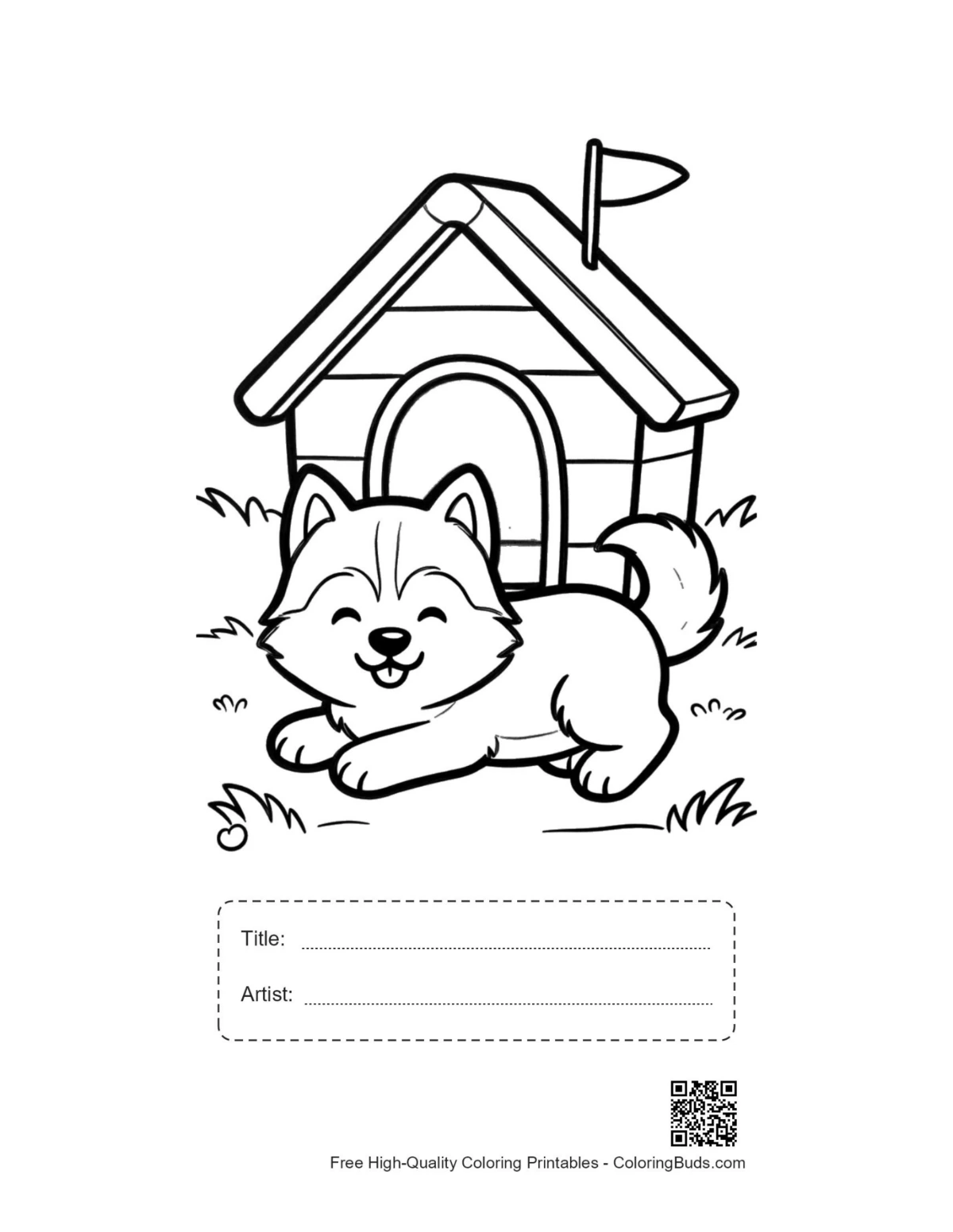 Husky puppy printable with title artist box