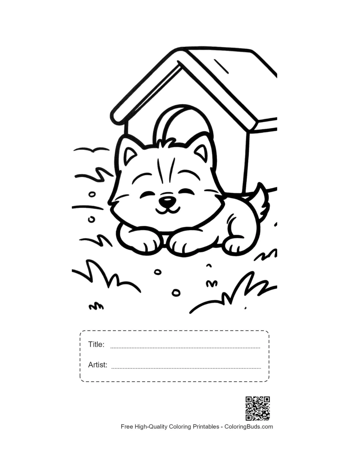 Husky puppy nap printable with title and artist box