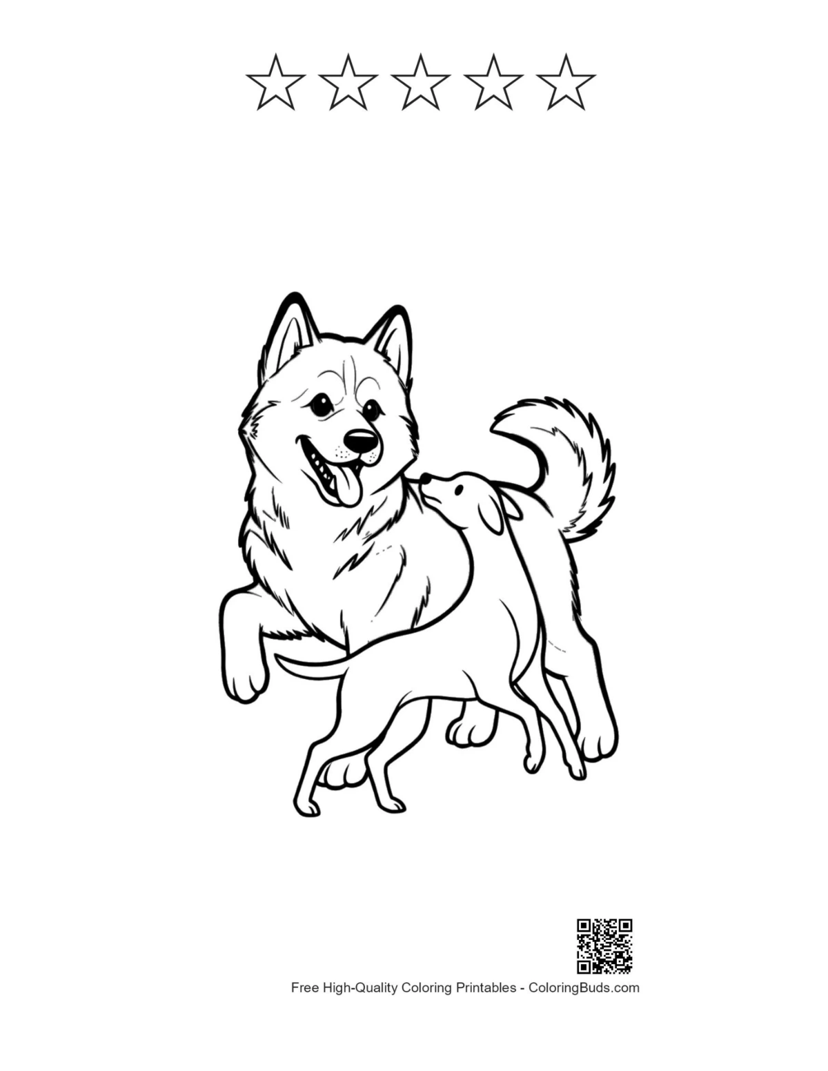 Husky printable with 5 star outlines