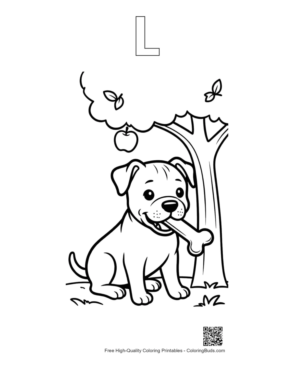 Pitbull cub tank forest printable outline alphabet L