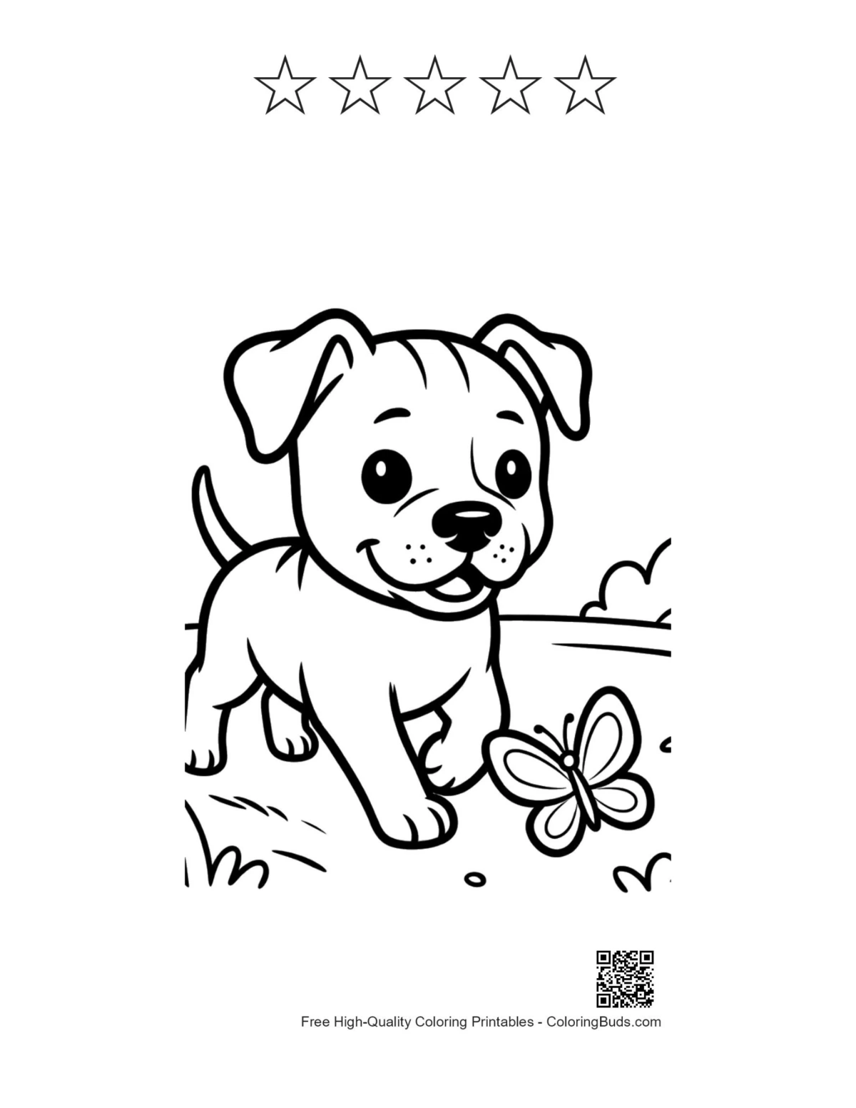 Baby pitbull honey printable with 5 stars outline