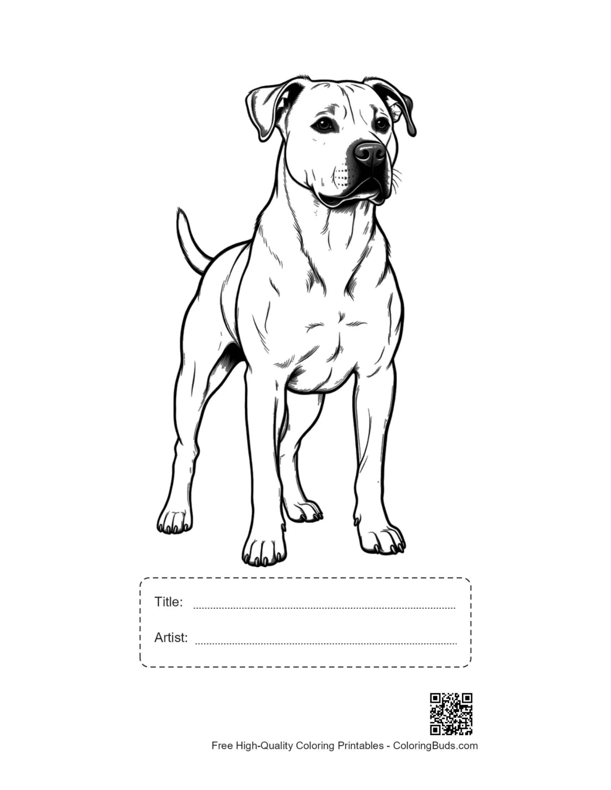 White Pitbull printable with title and artist space